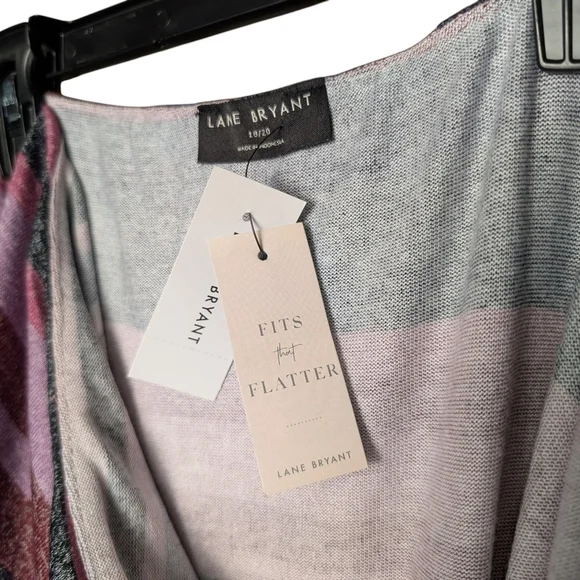 New Lane Bryant Off Shoulder Striped Sweater Long Sleeve Pink Purple Gray Plus - Picture 5 of 8